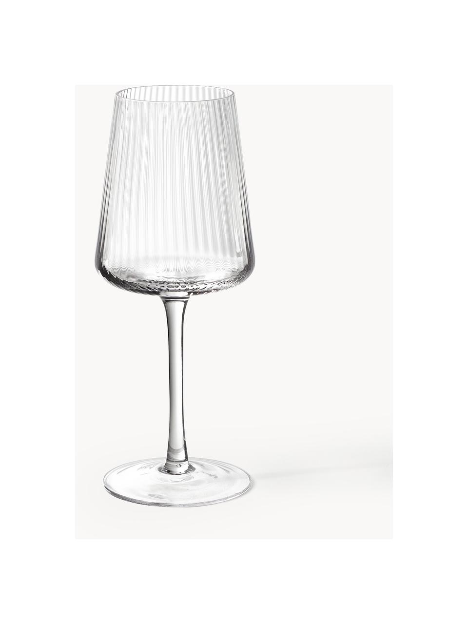 Handgefertigte Weißweingläser Cami mit Rillenstruktur, 4 Stück, Glas, mundgeblasen, Transparent, Ø 8 x H 22 cm, 390 ml