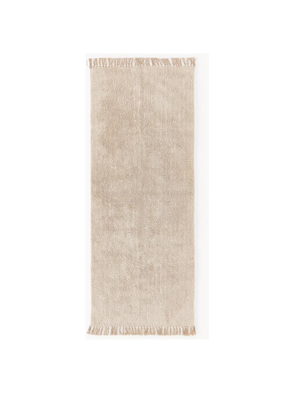 Tapis de couloir en coton tufté main Daya, Beige clair, larg. 80 x long. 300 cm