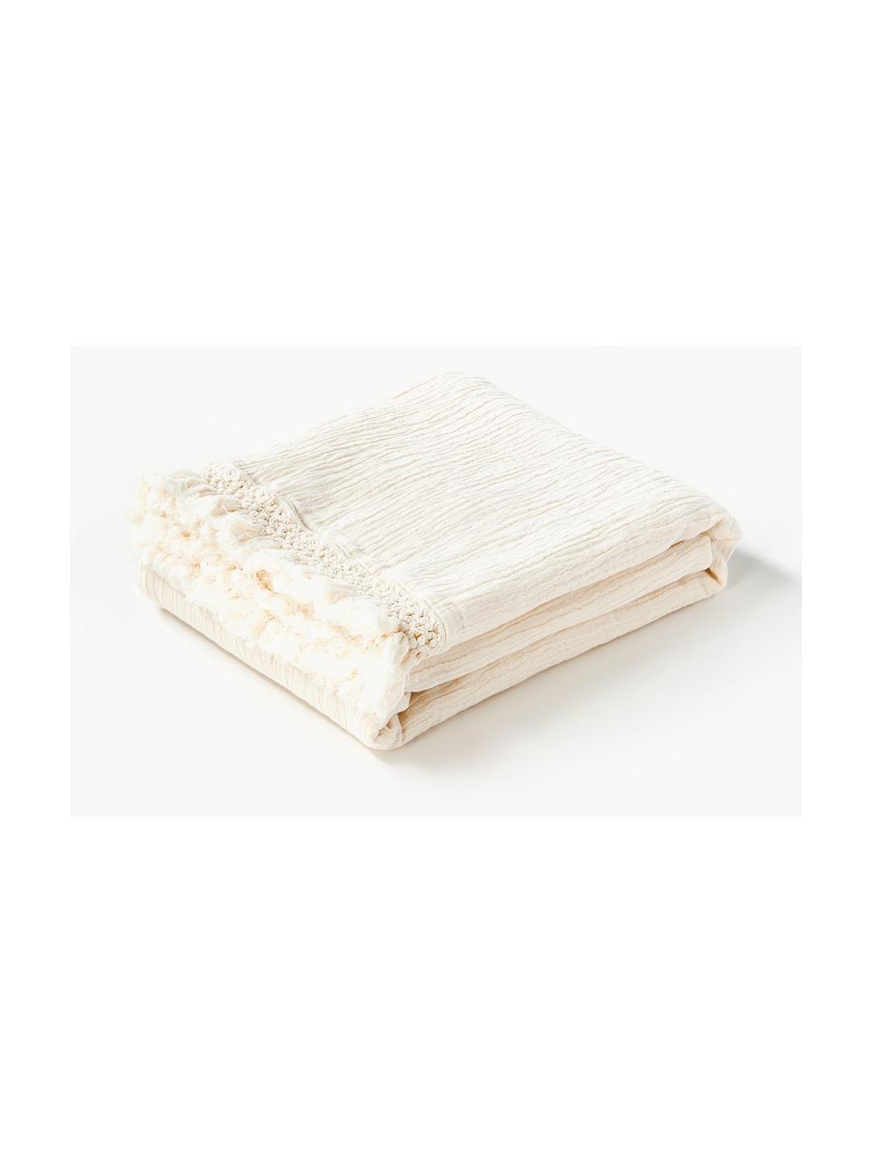 Plaid en coton avec franges Piera, 100 % coton

Le matériau est certifié STANDARD 100 OEKO-TEX®, 6457CIT, CITEVE, Blanc crème, larg. 140 x long. 180 cm