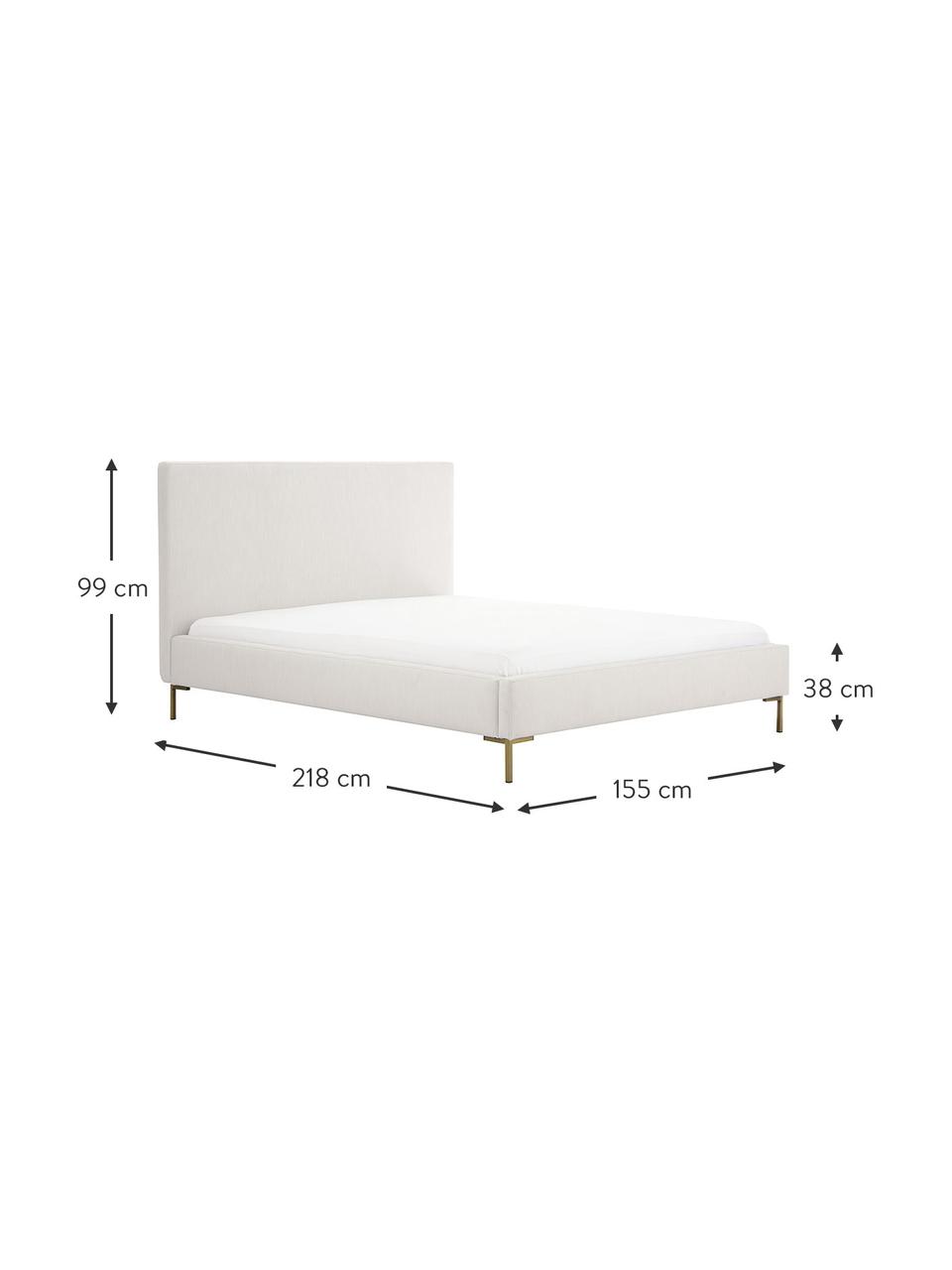 Gestoffeerd bed Peace, Bekleding: polyester (gestructureerd, Frame: massief grenenhout, FSC-g, Poten: gepoedercoat metaal, Geweven stof greige, B 180 x L 200 cm