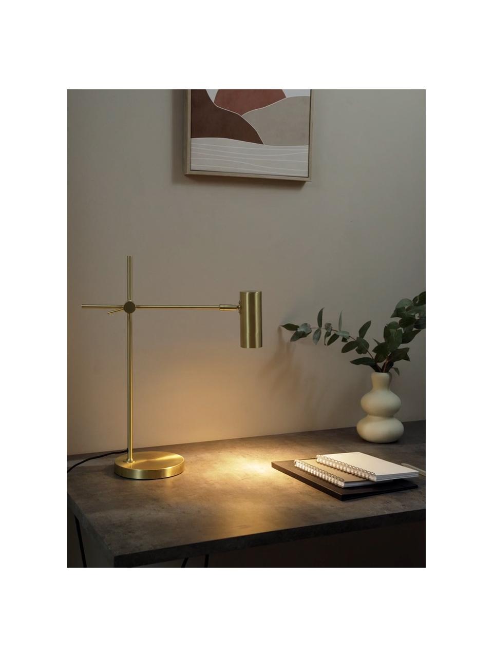 Schreibtischlampe Cassandra, Lampenschirm: Metall, vermessingt, Lampenfuß: Metall, vermessingt, Goldfarben, glänzend, T 47 x H 55 cm