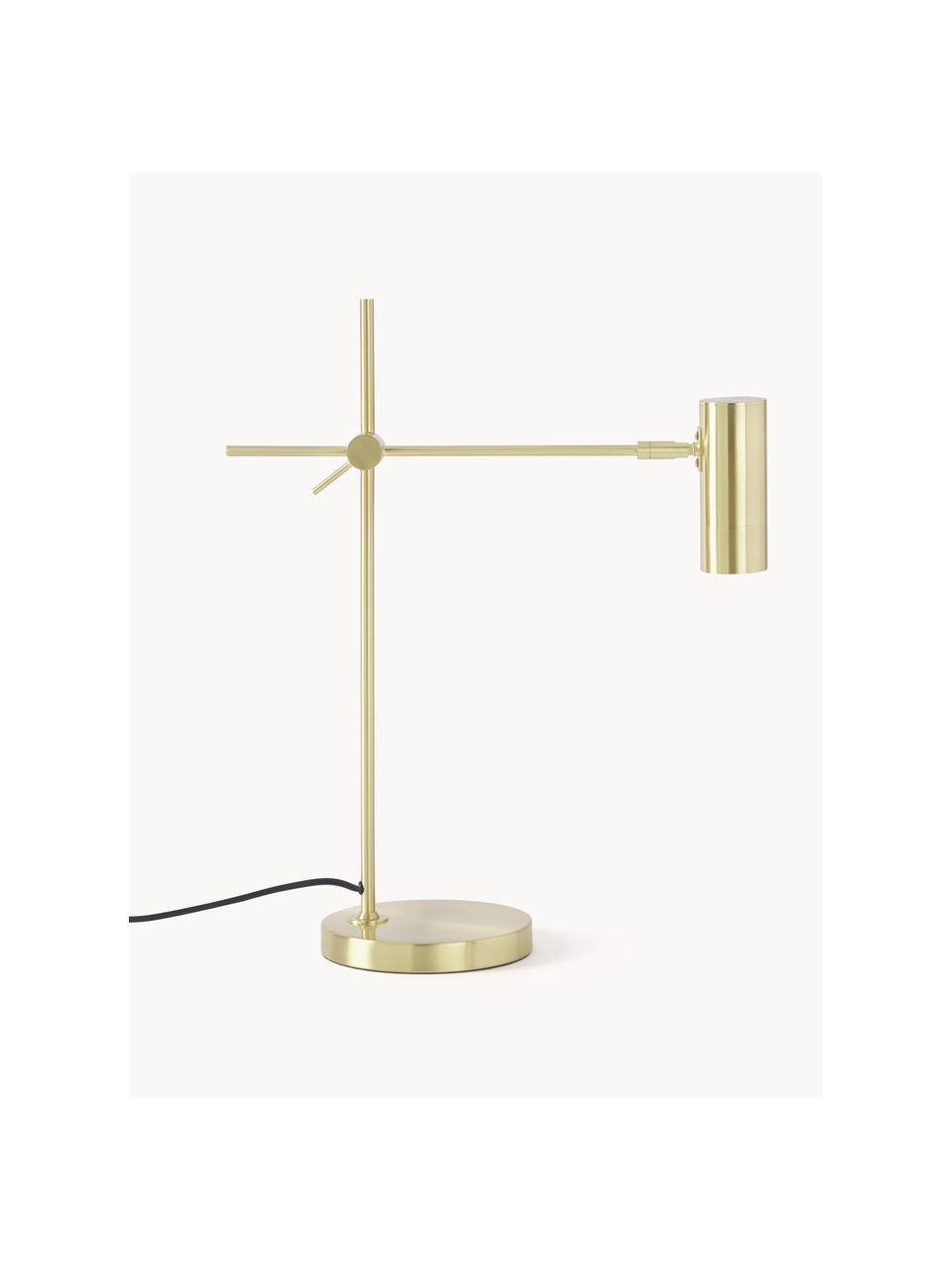 Lámpara de escritorio Cassandra, Pantalla: metal, latón, Cable: cubierto en tela, Dorado brillante, F 47 x Al 55 cm