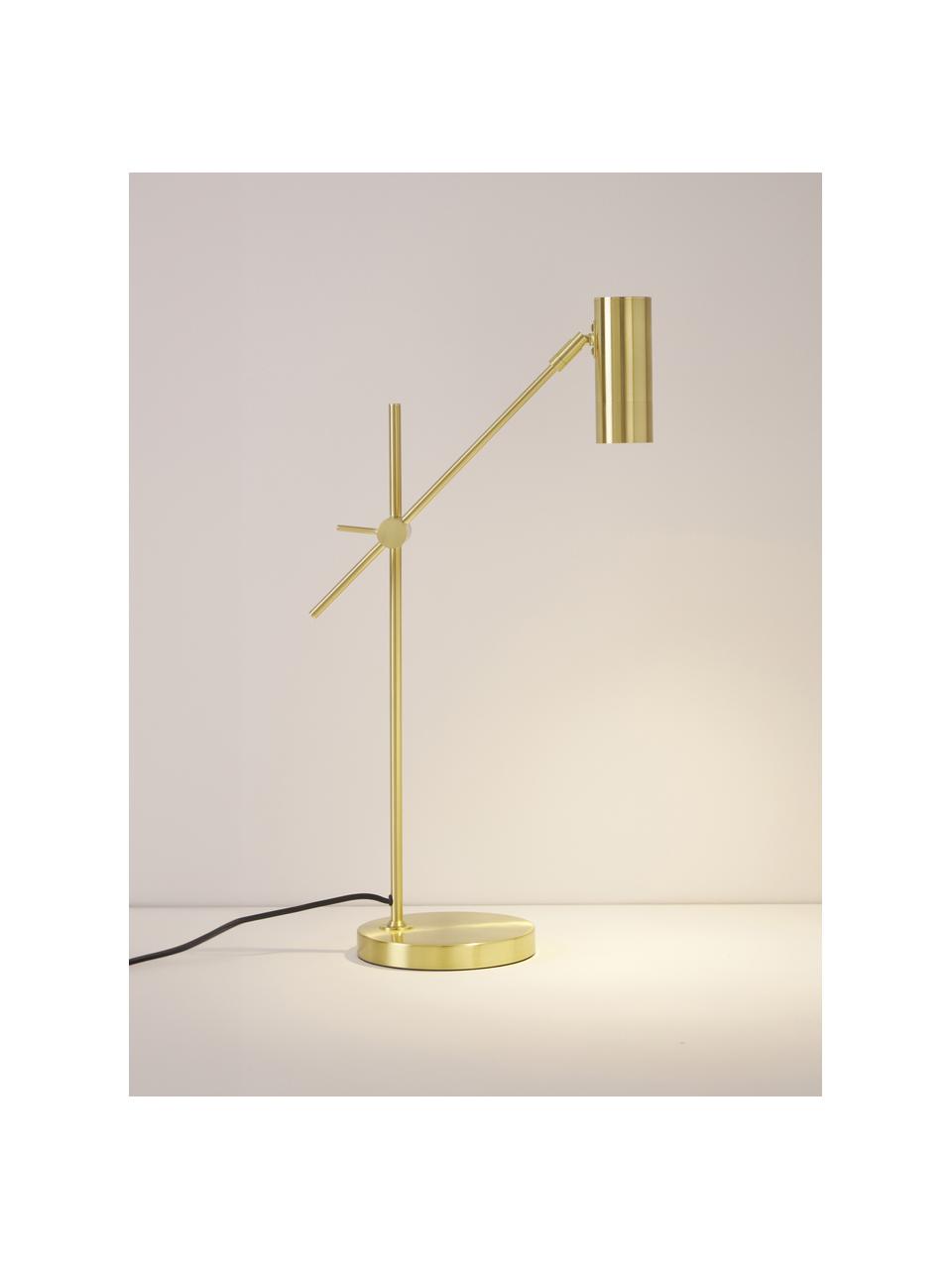 Lámpara de escritorio Cassandra, Pantalla: metal, latón, Cable: cubierto en tela, Dorado, F 47 x Al 55 cm