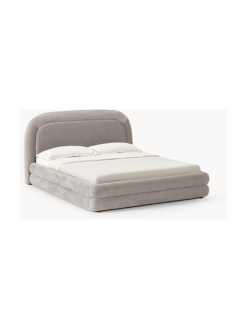 Cama tapizada Solomon, Tapizado: 100% poliéster Alta resis, Estructura: madera contrachapada, Patas: plástico Este producto es, Tejido gris claro, An 140 x L 200 cm