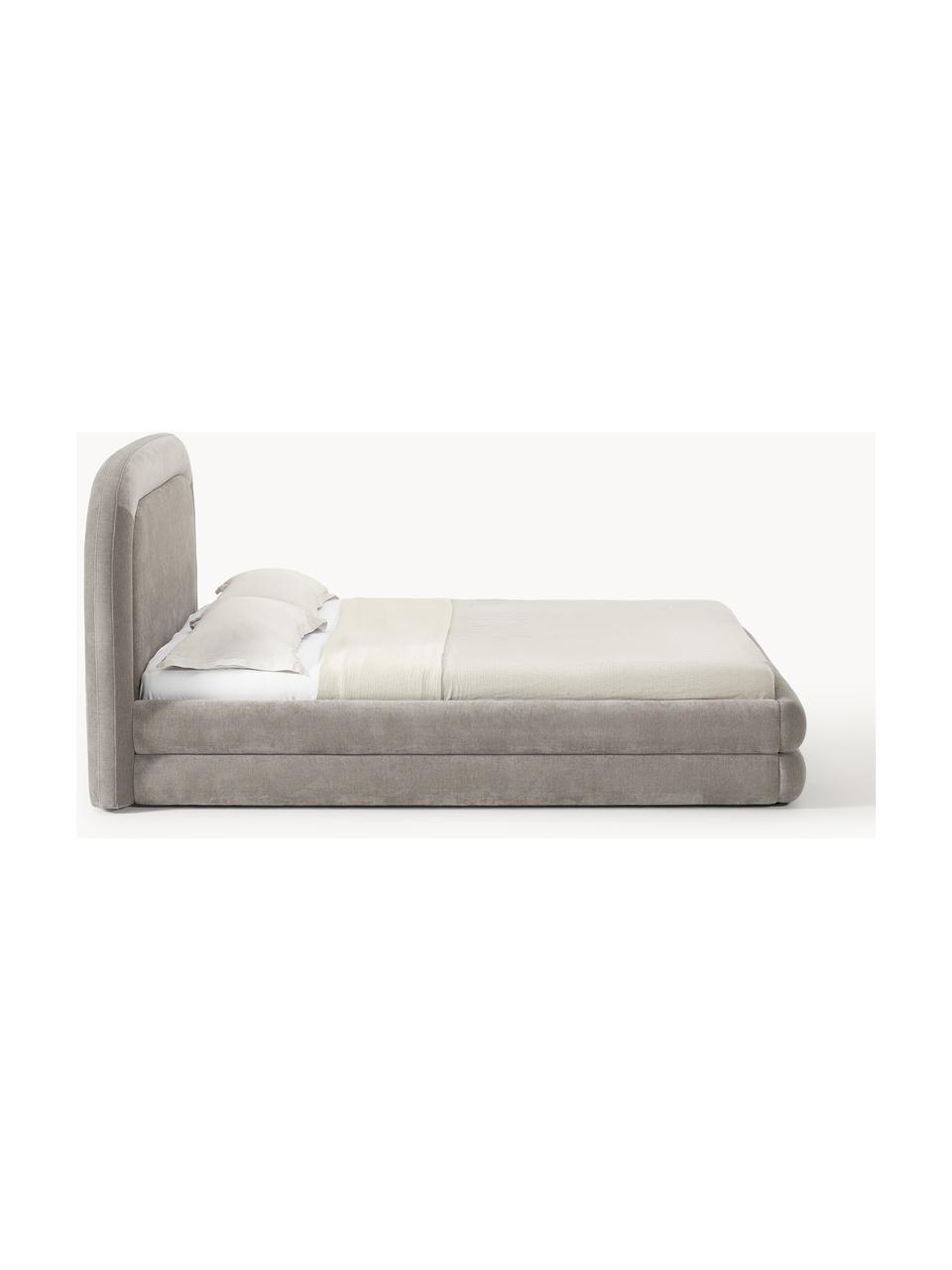 Cama tapizada Solomon, Tapizado: 100% poliéster Alta resis, Estructura: madera contrachapada, Patas: plástico Este producto es, Tejido gris claro, An 140 x L 200 cm