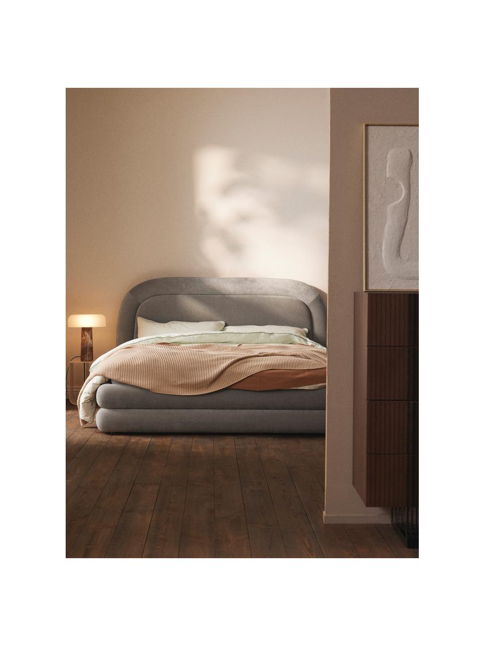 Cama tapizada Solomon, Tapizado: 100% poliéster Alta resis, Estructura: madera contrachapada, Patas: plástico Este producto es, Tejido gris claro, An 140 x L 200 cm