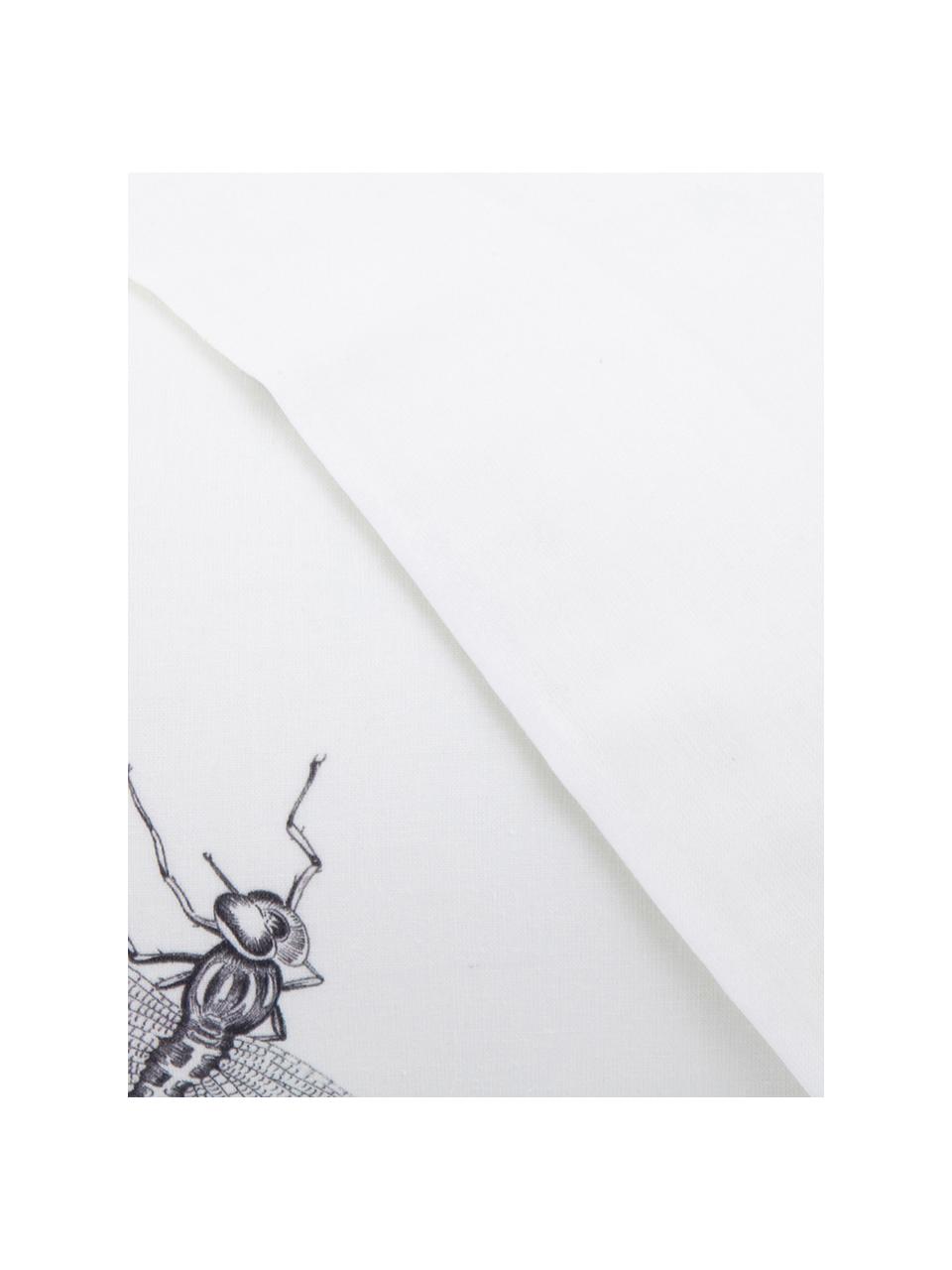 Housse de couette en coton Estuary, Blanc, noir, larg. 240 x long. 220 cm
