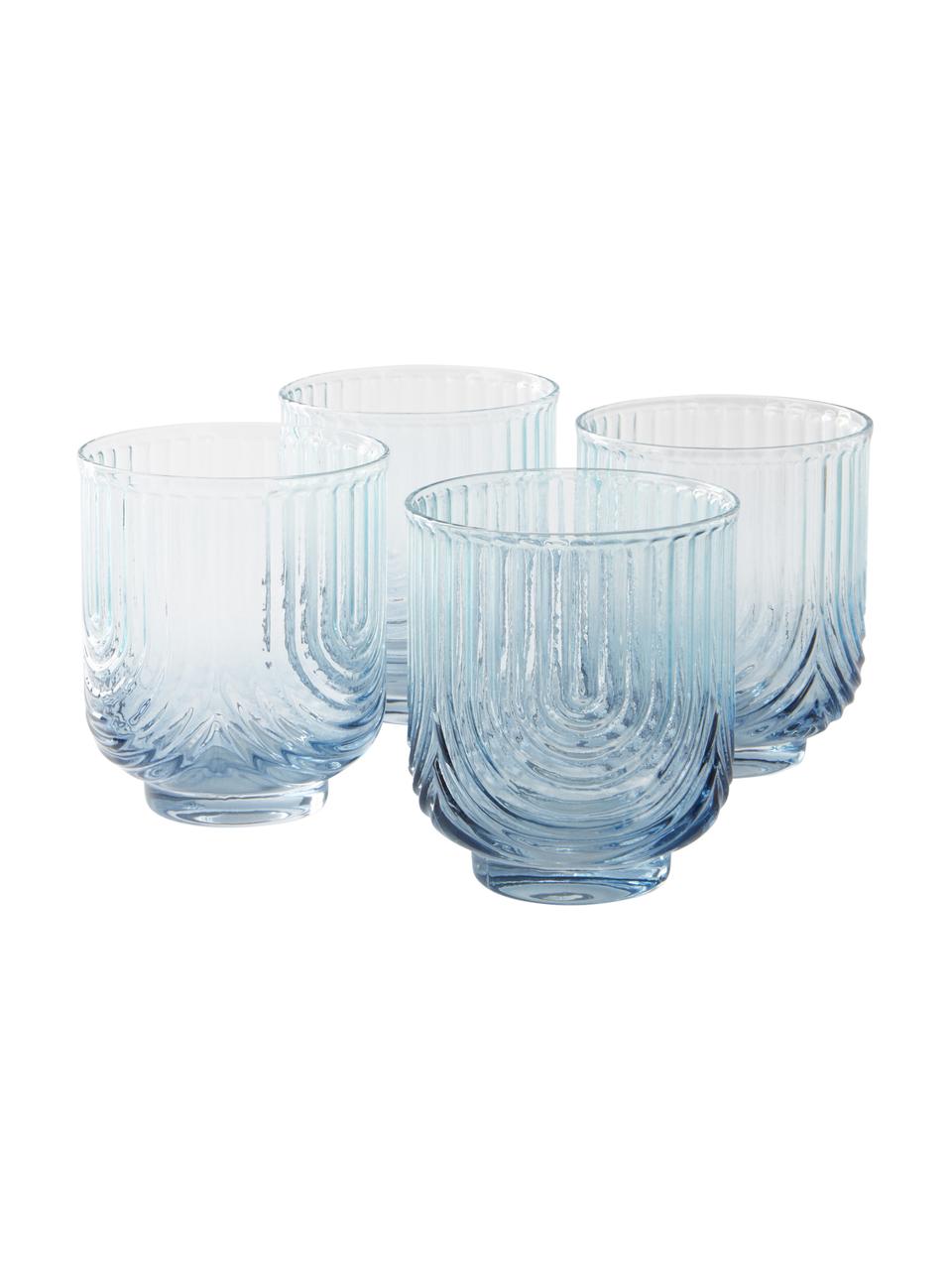 Vasos con degradado Imani, 4 uds., Vidrio, Azul, transparente, Ø 9 x Al 10 cm, 400 ml