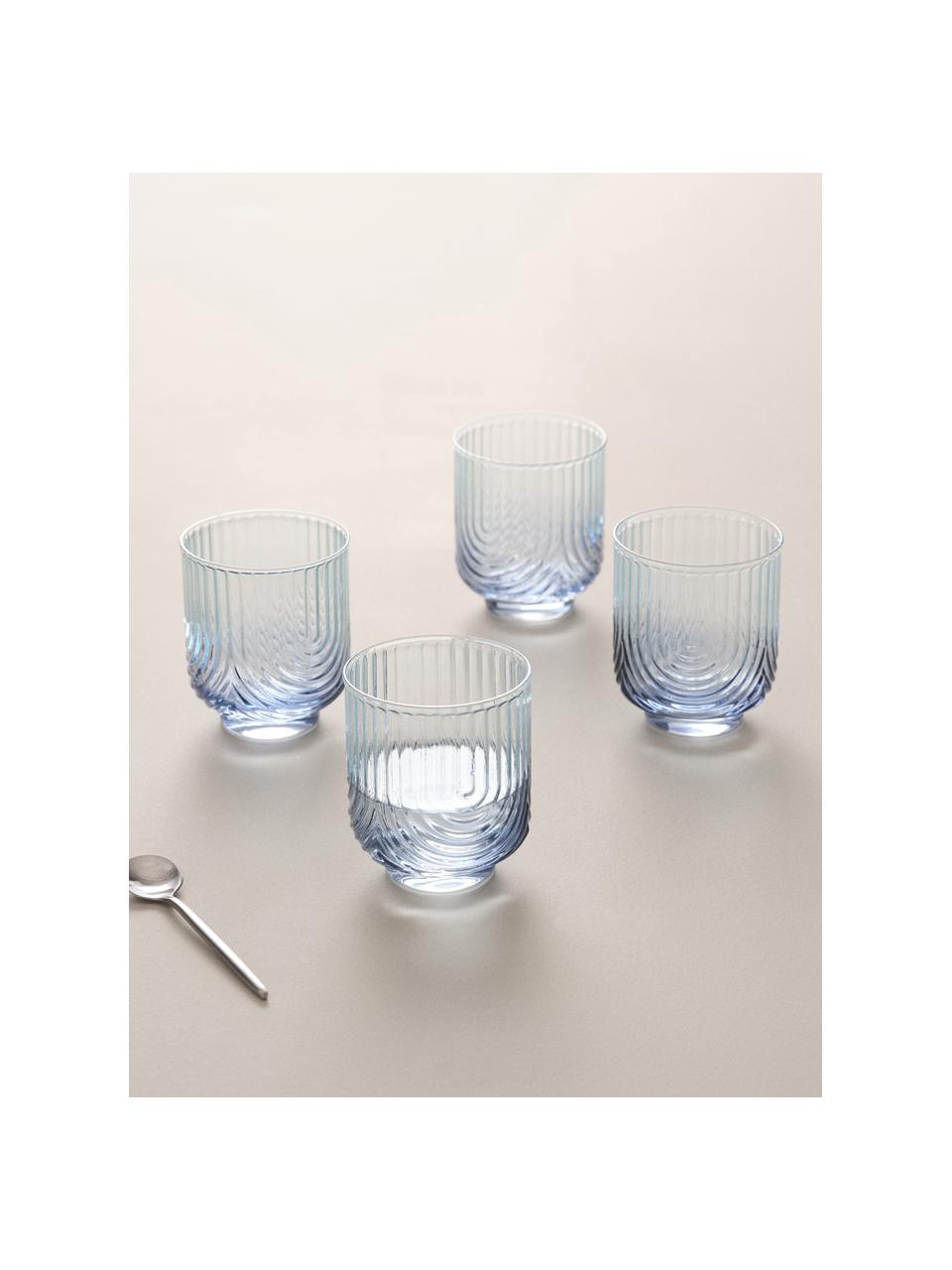 Vasos con degradado Imani, 4 uds., Vidrio, Azul, transparente, Ø 9 x Al 10 cm, 400 ml