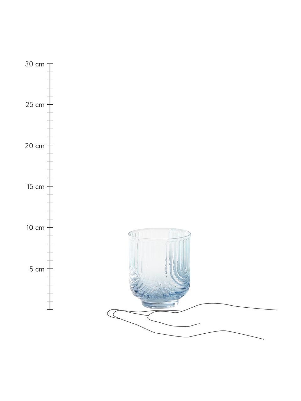 Wassergläser Imani mit Farbverlauf in Blau/Transparent, 4 Stück, Glas, Blau, Transparent, Ø 9 x H 10 cm, 400 ml