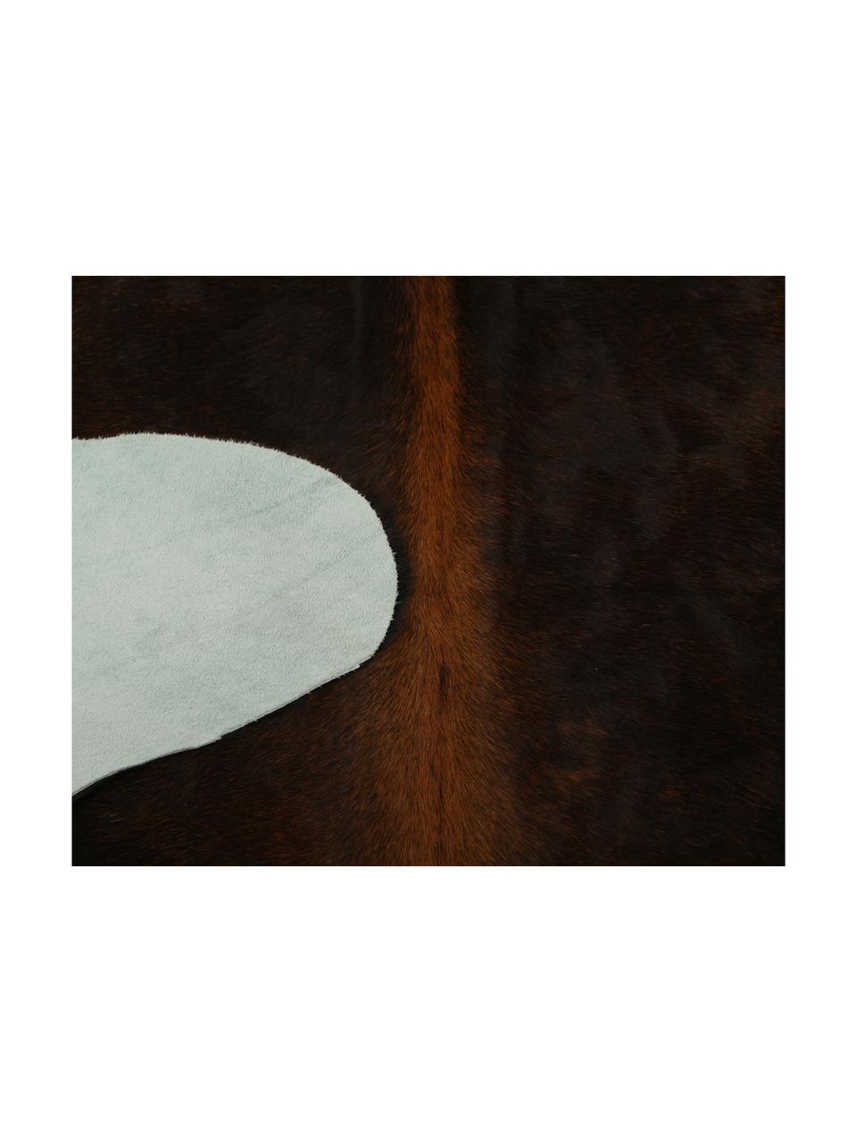 Koberec z hovädzej kože Aquarius, Hovädzia koža, Tmavohnedá, Hovädzia koža Unikat 938, 160 x 180 cm