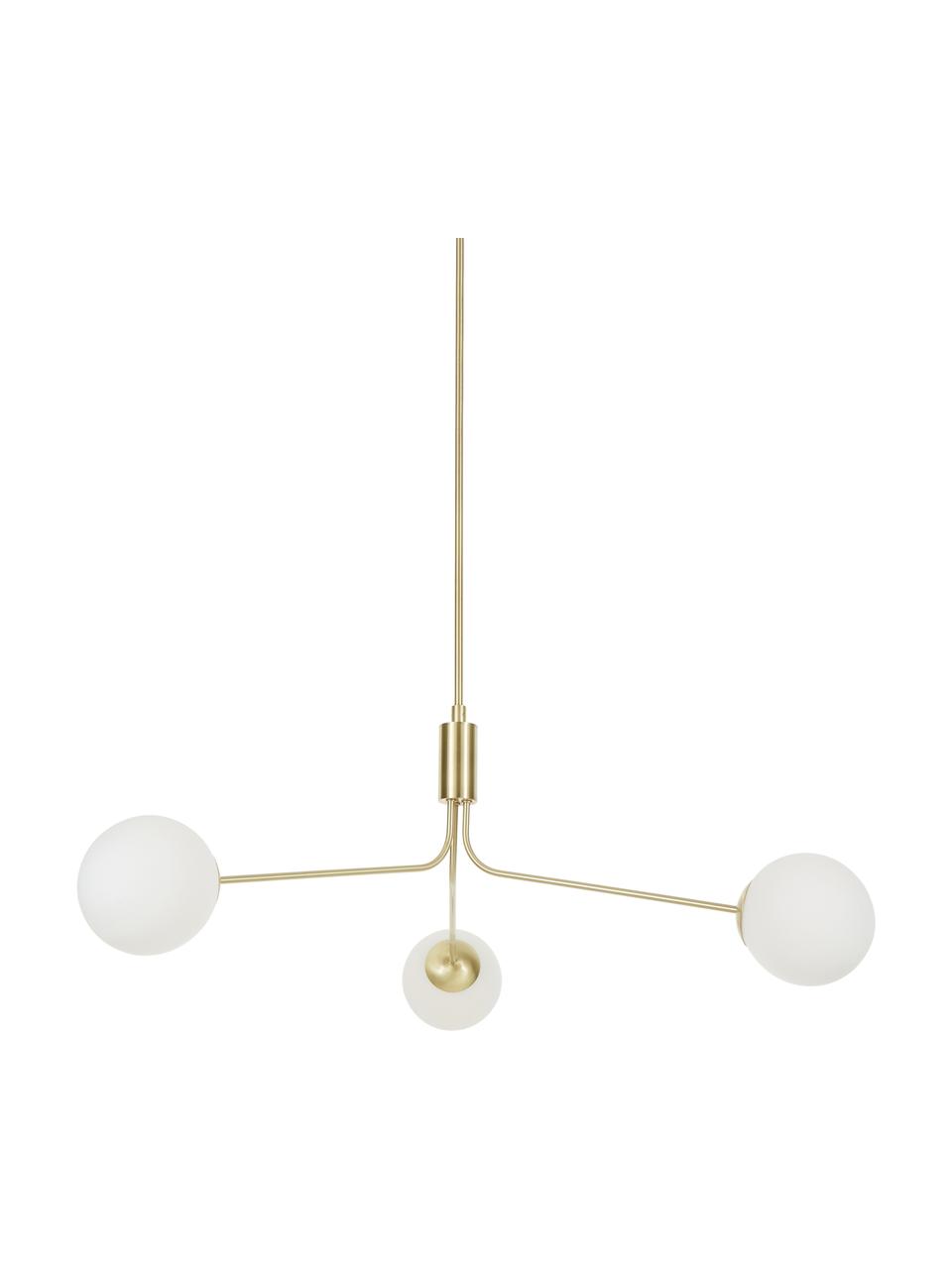Hanglamp Darcy, Baldakijn: geborsteld metaal, Messingkleurig, wit, Ø 15 x H 85 cm