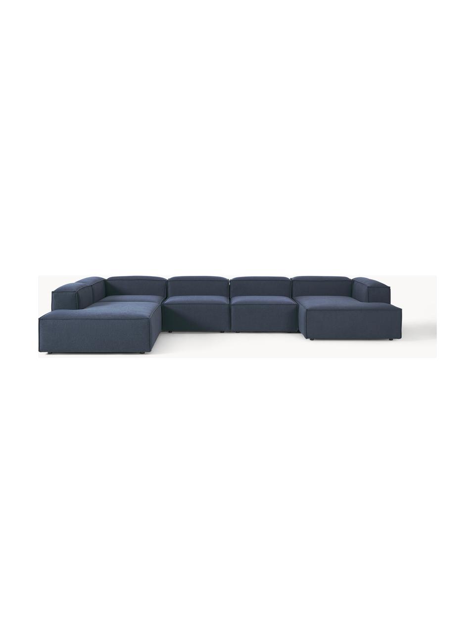 Sofá rinconera modular Lennon, Tapizado: 100% poliéster Alta resis, Estructura: madera contrachapada de p, Patas: plástico Este producto es, Tejido azul oscuro, An 418 x F 269 cm, chaise longue izquierda