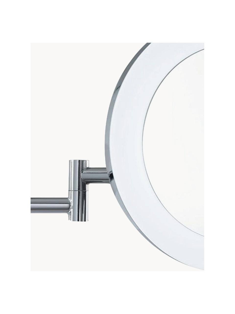 Specchio cosmetico a LED con ingrandimento Magnifying, Struttura: acciaio rivestito, Argentato, Larg. 40 x Alt. 20 cm