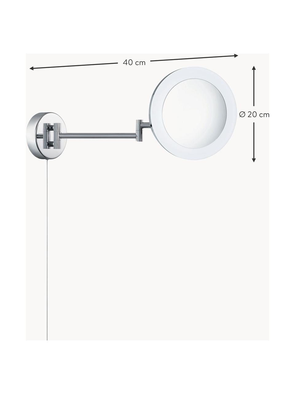 LED-make-up spiegel Magnifying met vergroting, Frame: gecoat staal, Zilverkleurig, B 40 x H 20 cm