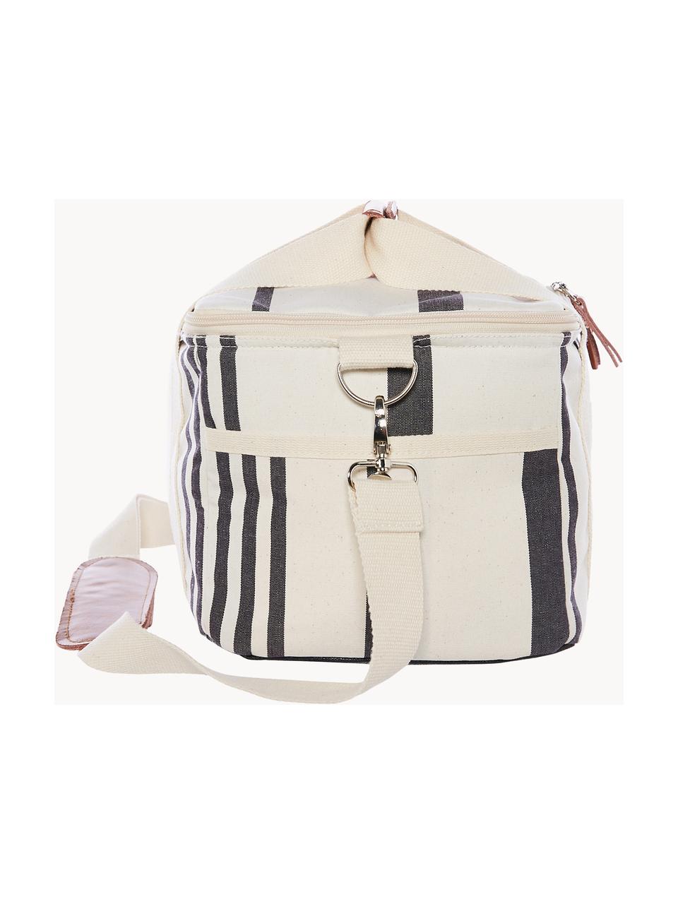 Borsa termica Retro, 40% cotone, 40% poliestere, 15% PVC riciclato, 5% pelle, Bianco crema, antracite, Larg. 32 x Alt. 20 cm