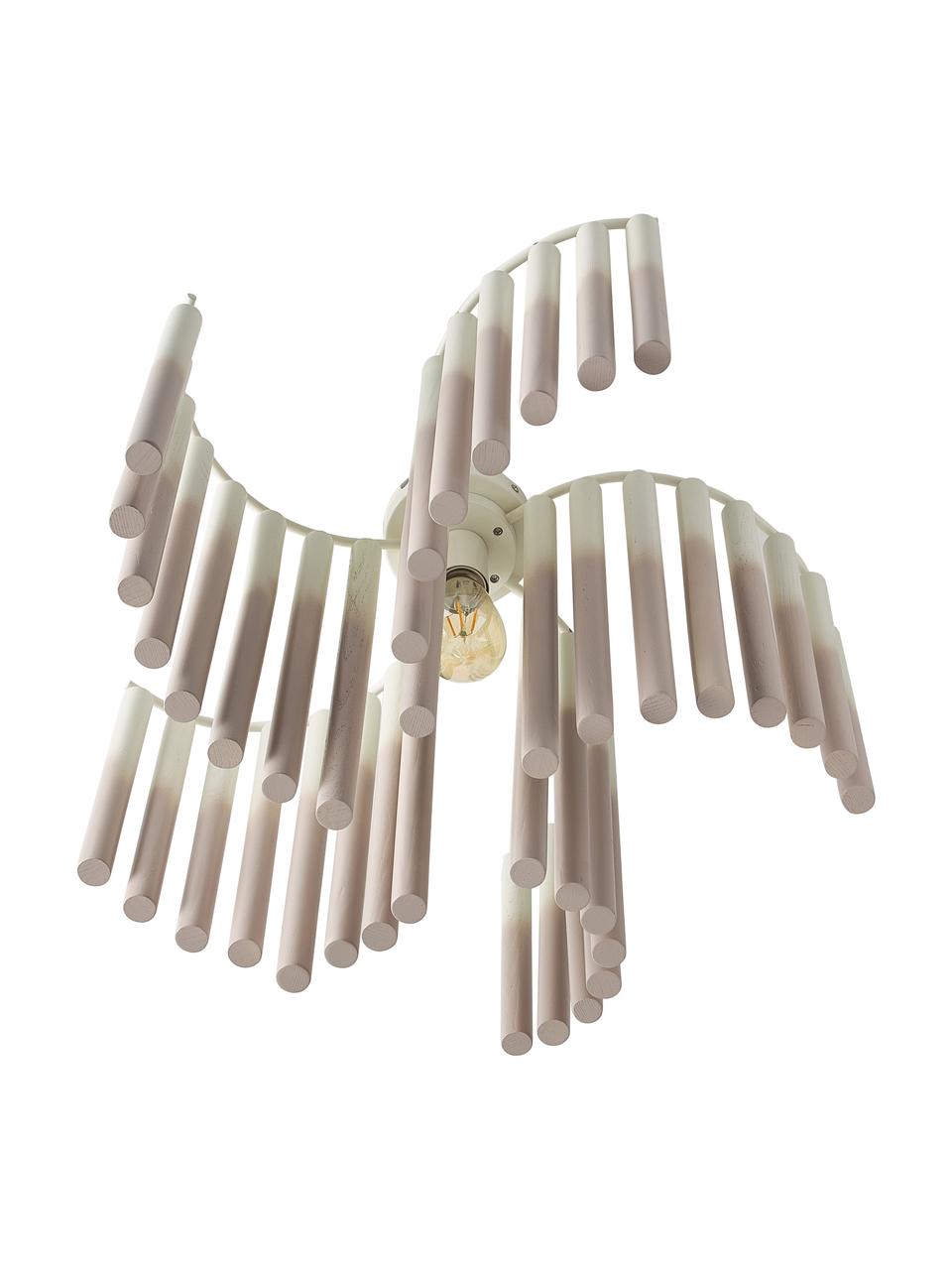 Lámpara de techo de diseño Coralie, Pantalla: 100% madera de fresno, Blanco, beige, Ø 12 x Al 45 cm