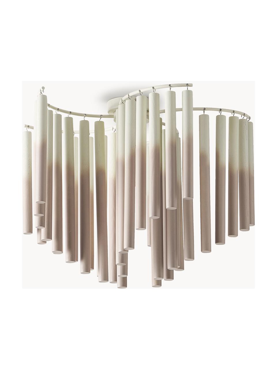 Design Deckenleuchte Coralie, Lampenschirm: 100 % Eschenholz, Off White, Beige, Ø 12 x H 45 cm