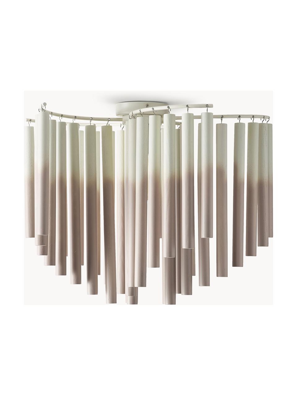 Design plafondlamp Coralie, Lampenkap: linnen (100% polyester), Lampvoet: keramiek, Gebroken wit, beige, Ø 12 x H 45 cm