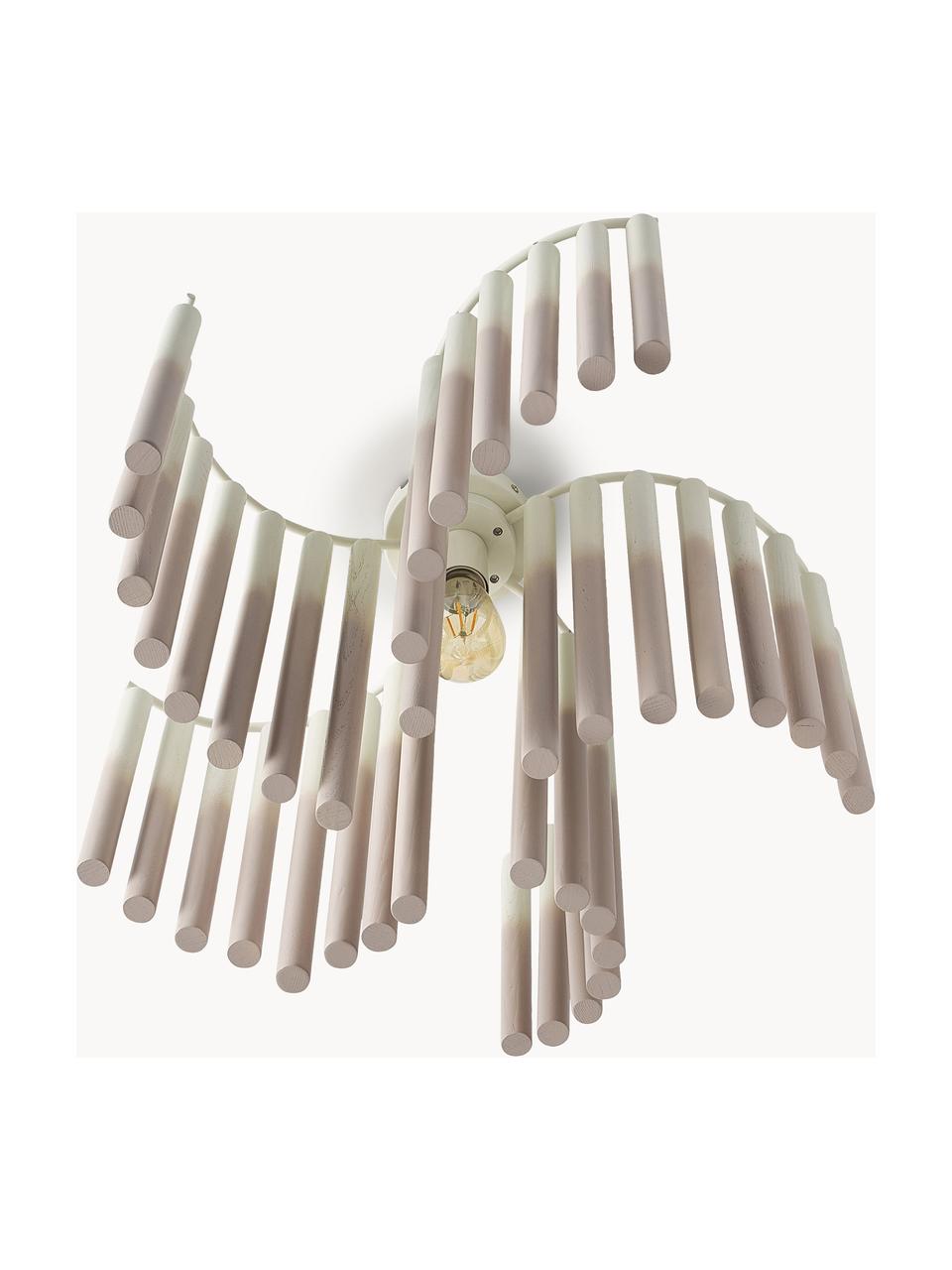 Design Deckenleuchte Coralie, Lampenschirm: 100 % Eschenholz, Off White, Beige, Ø 12 x H 45 cm