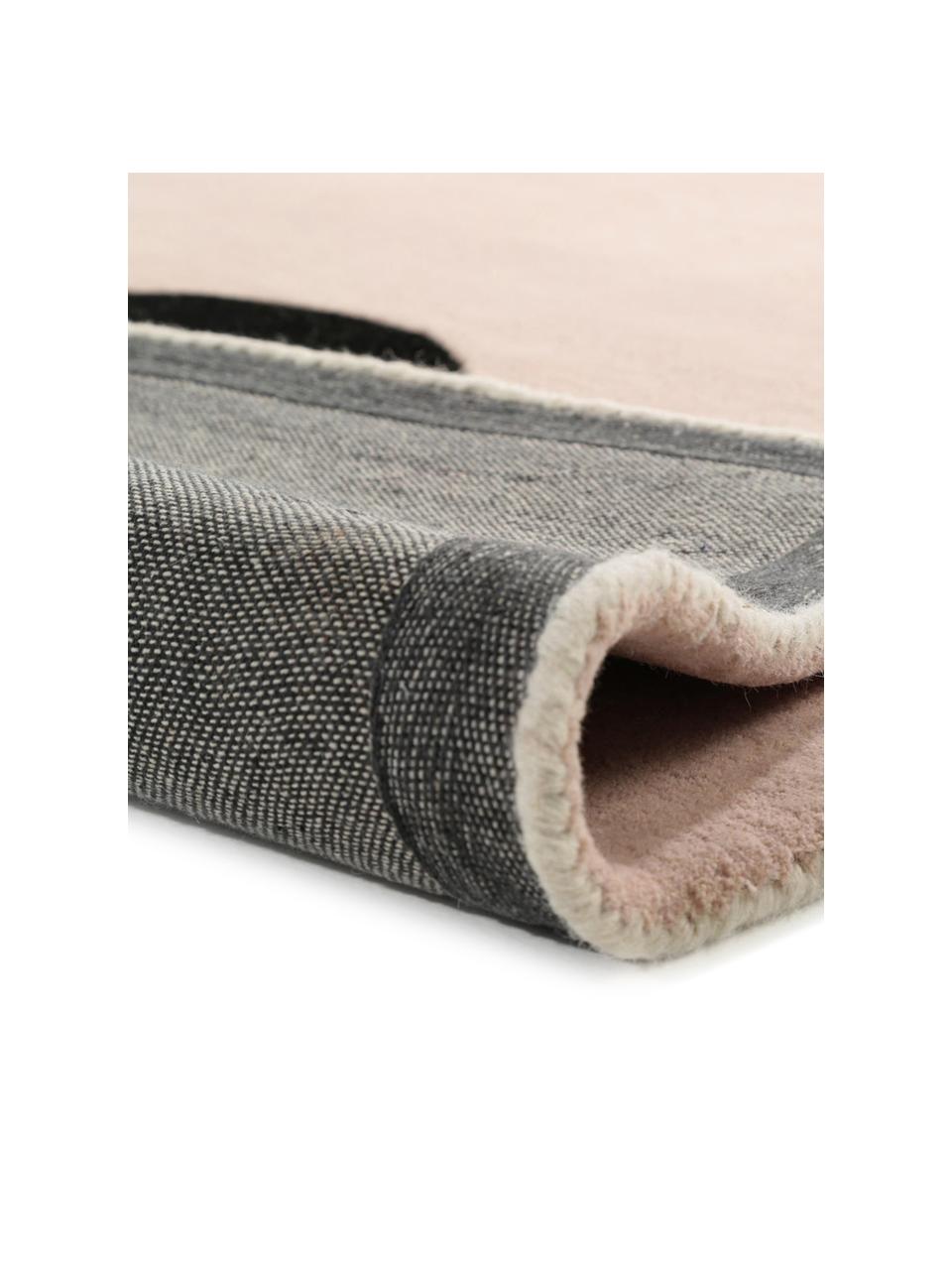 Handgetuft wollen vloerkleed Matrix Arc met geometrisch patroon, Bovenzijde: 100% wol, Onderzijde: 100% katoen Bij wollen vl, Beigetinten, roze, lichtgrijs, zwart, B 120 x L 170 cm (maat S)
