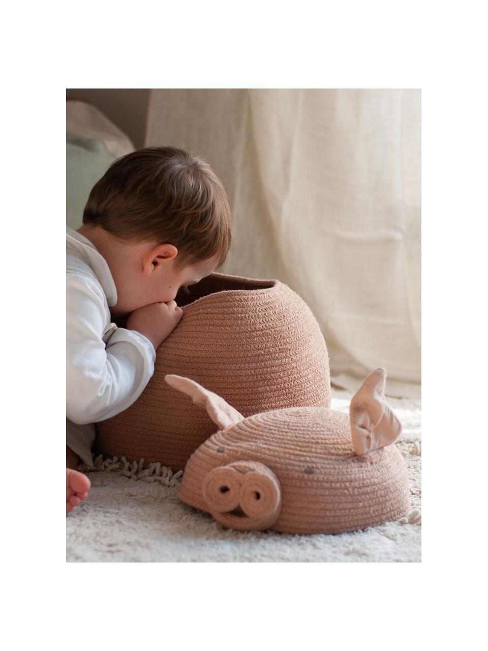 Aufbewahrungskorb Peggy the Pig mit Deckel, handgefertigt, 67 % Baumwolle, 33 % Polyester, recycelt, Peggy the Pig, Ø 32 x H 30 cm