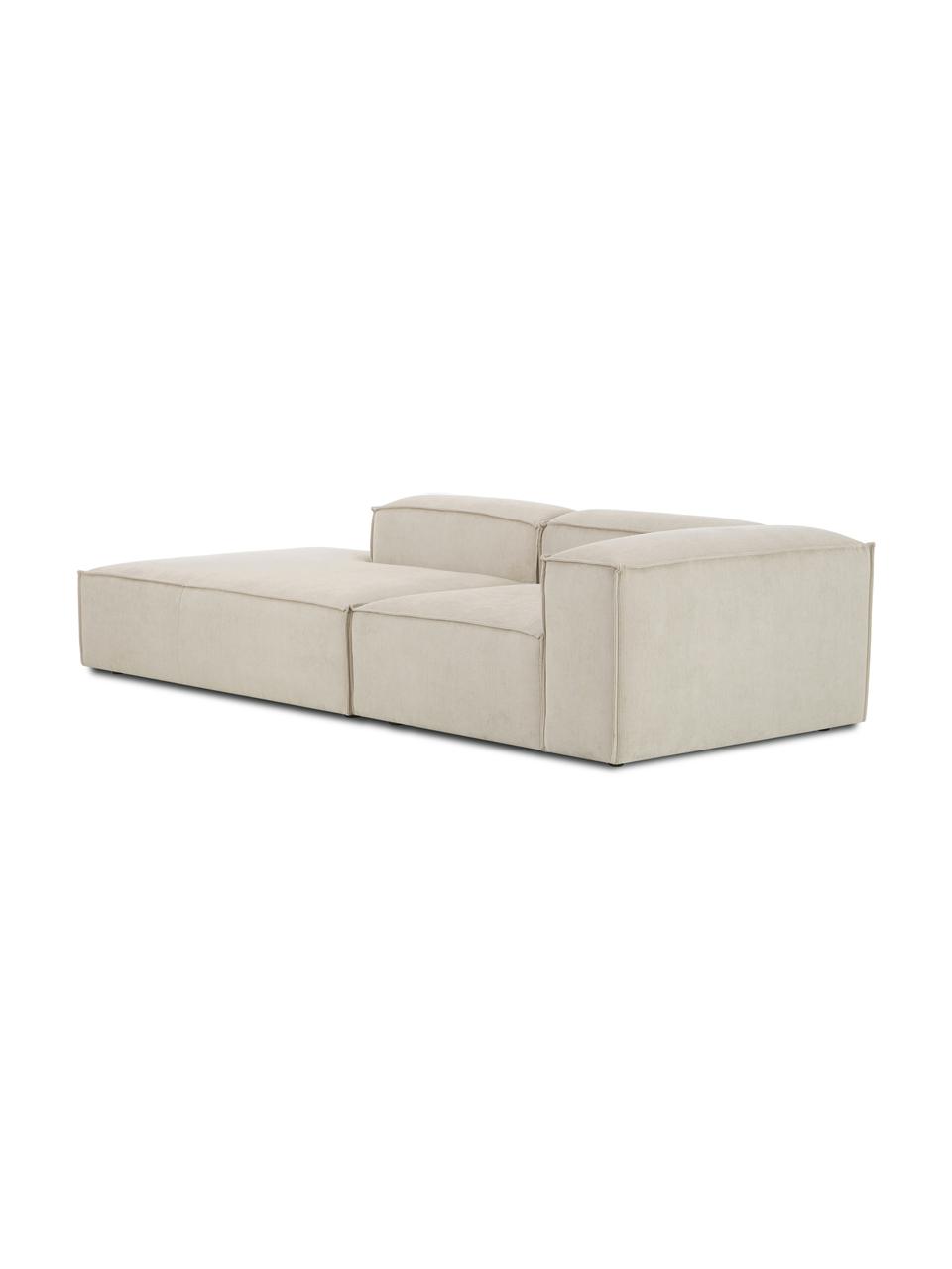 Modulare Ottomane Lennon aus Cord, Bezug: Cord (92 % Polyester, 8 %, Gestell: Massives Kiefernholz FSC-, Füße: Kunststoff, Cord Hellbeige, B 269 x T 119 cm, Rückenlehne links