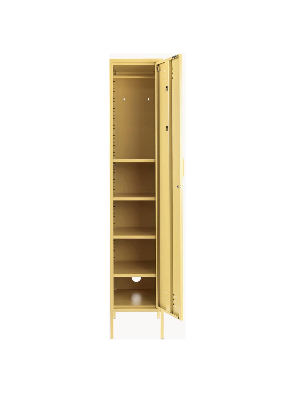 Kleiner Kleiderschrank The Skinny, Stahl, pulverbeschichtet, Hellgelb, B 35 x H 183 cm