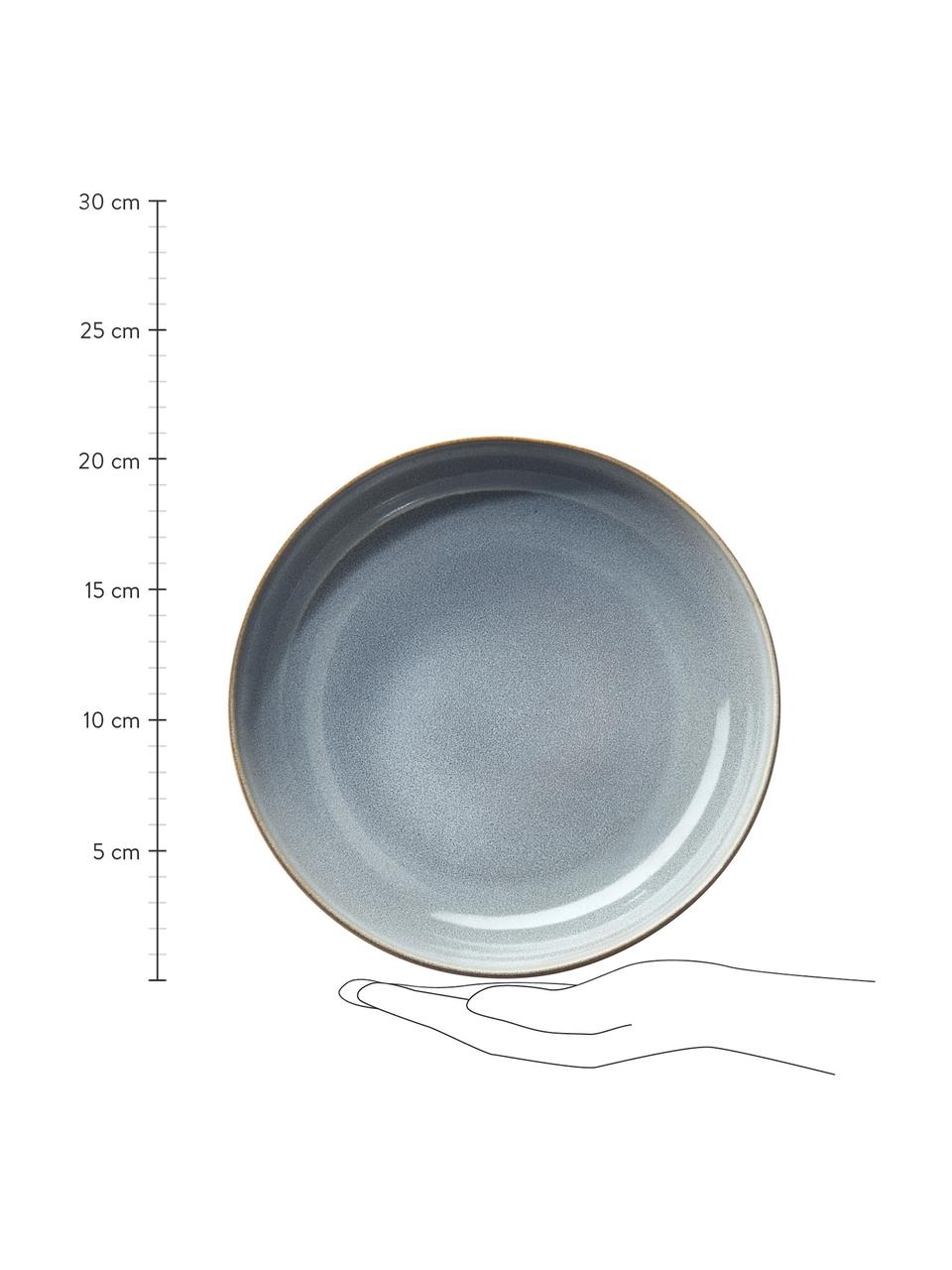 Assiette creuse rustique Saisons, Ø21 cm, 6 pièces, Grès cérame, Bleu, Ø 21 cm