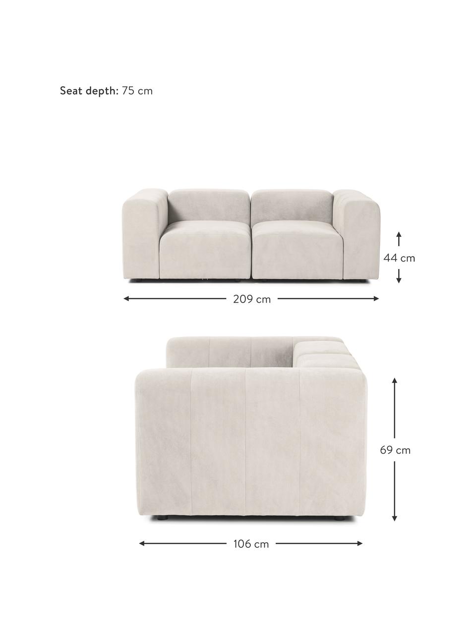Modulares Sofa Lena (3-Sitzer), Bezug: Webstoff (88% Polyester, , Gestell: Kiefernholz, Schichtholz,, Füße: Kunststoff, Webstoff Off White, B 209 x T 106 cm
