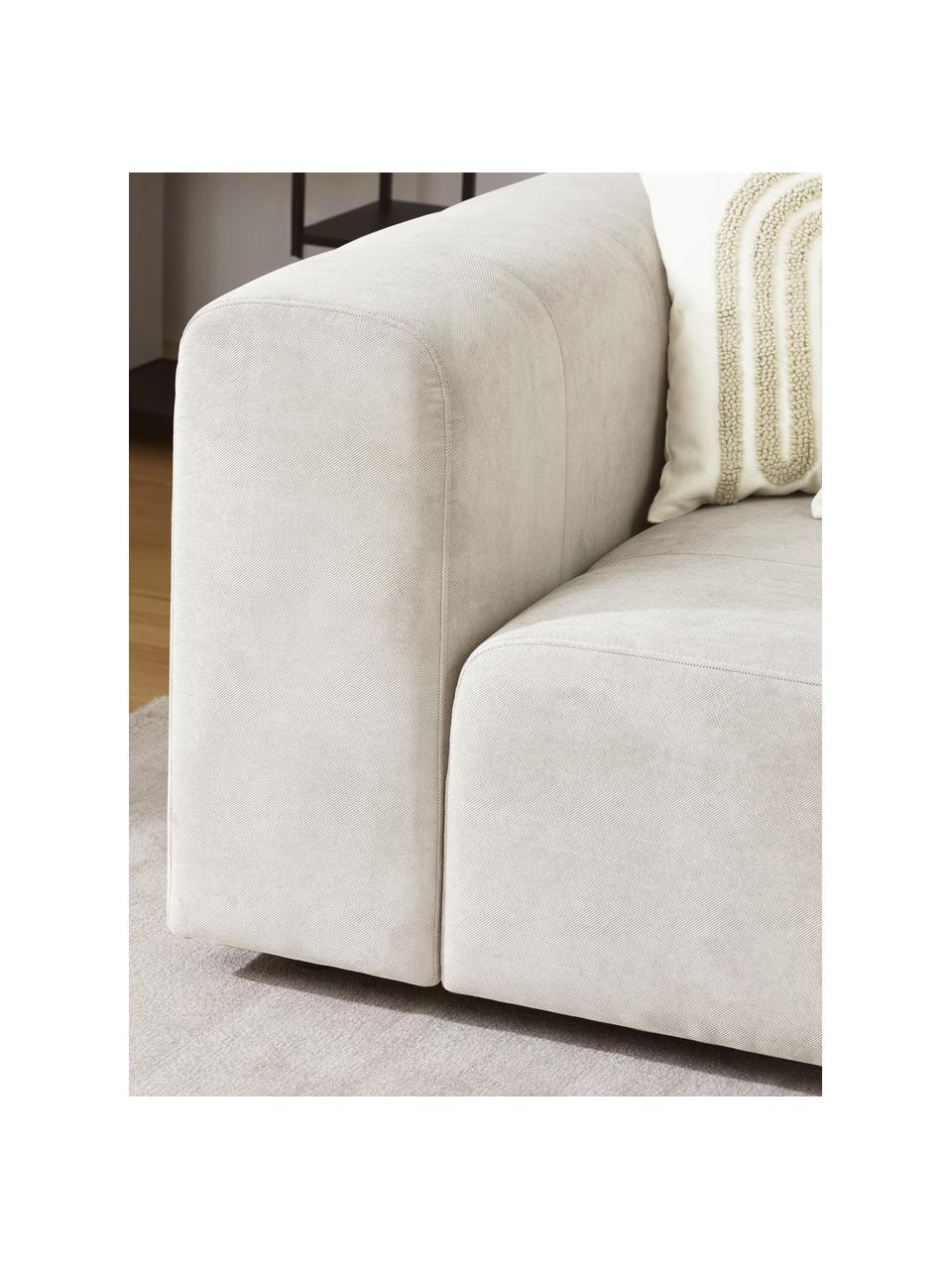 Divano componibile 3 posti Lena, Rivestimento: tessuto (88% poliestere, , Struttura: legno di pino, legno lami, Piedini: plastica, Tessuto bianco crema, Larg. 209 x Prof. 106 cm