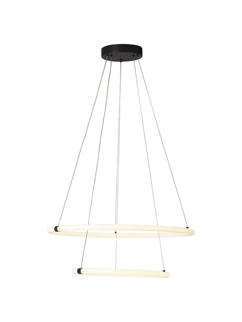 Lampa wisząca LED z funkcją przyciemniania Ring, Biały, czarny, Ø 59 x W 120 cm