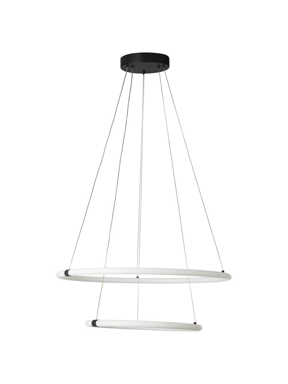 Lámpara de techo LED regulable Ring, Pantalla: acrílico, Anclaje: acero recubierto, Cable: plástico, Blanco, negro, Ø 59 x Al 120 cm