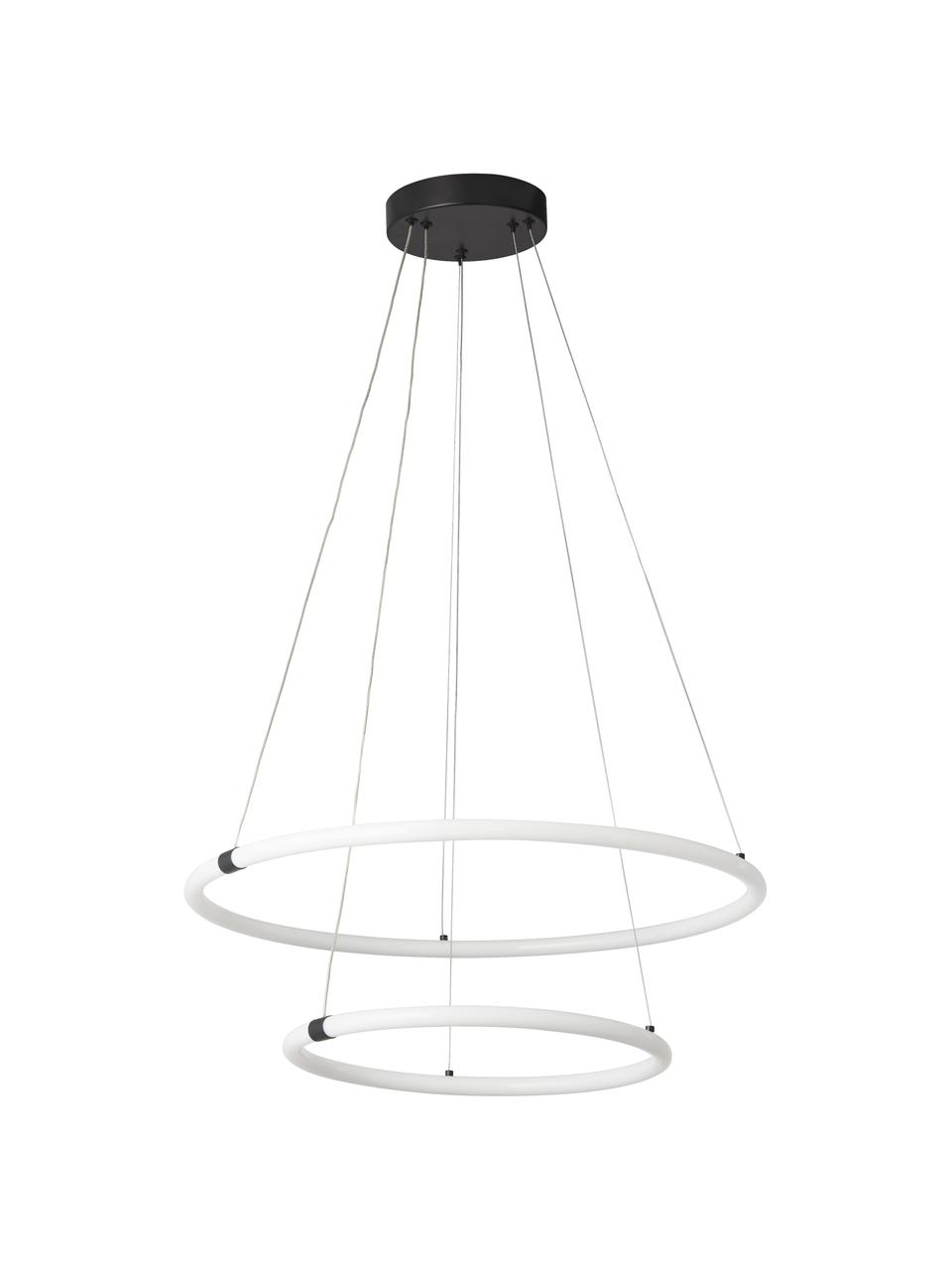 Lampa wisząca LED z funkcją przyciemniania Ring, Biały, czarny, Ø 59 x W 120 cm