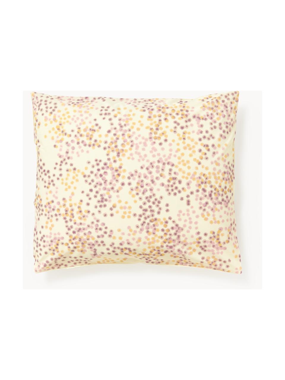 Poszewka na poduszkę z perkalu Kiki, Jasny żółty, żółty, odcienie lila, S 40 x D 80 cm