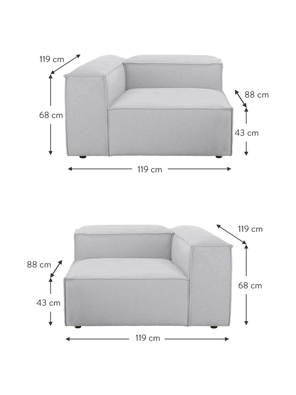 Divano componibile 3 posti Lennon, Rivestimento: 100% poliestere Con 115.0, Struttura: legno di pino massiccio, , Piedini: plastica, Tessuto grigio chiaro, Larg. 238 x Prof. 119 cm