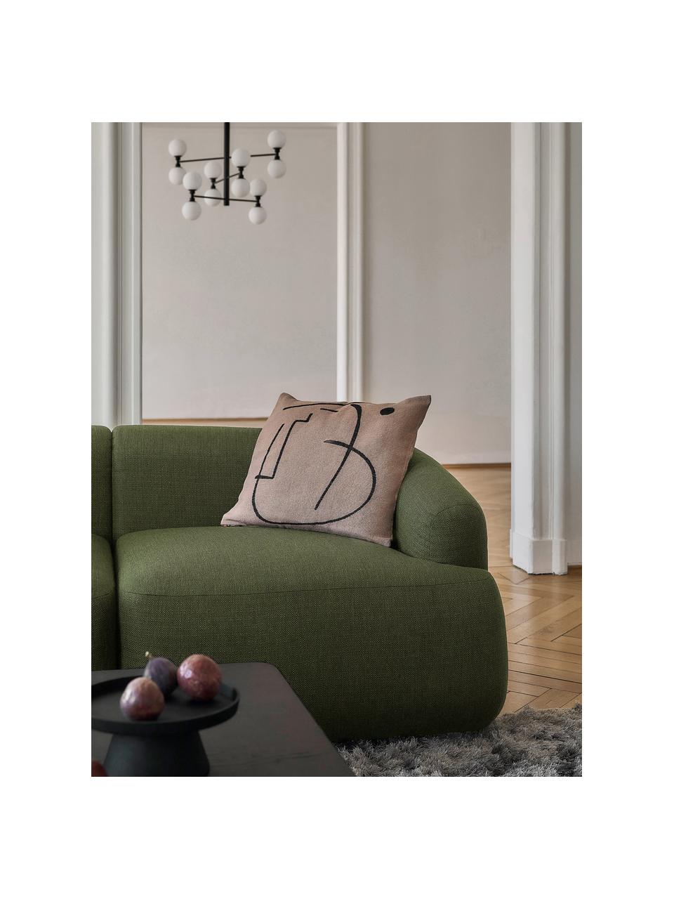 Modulares Ecksofa Sofia in Grün, Bezug: 100% Polypropylen Der hoc, Gestell: Massives Kiefernholz, Spa, Füße: Kunststoff, Webstoff Grün, B 278 x T 174 cm, Eckteil links