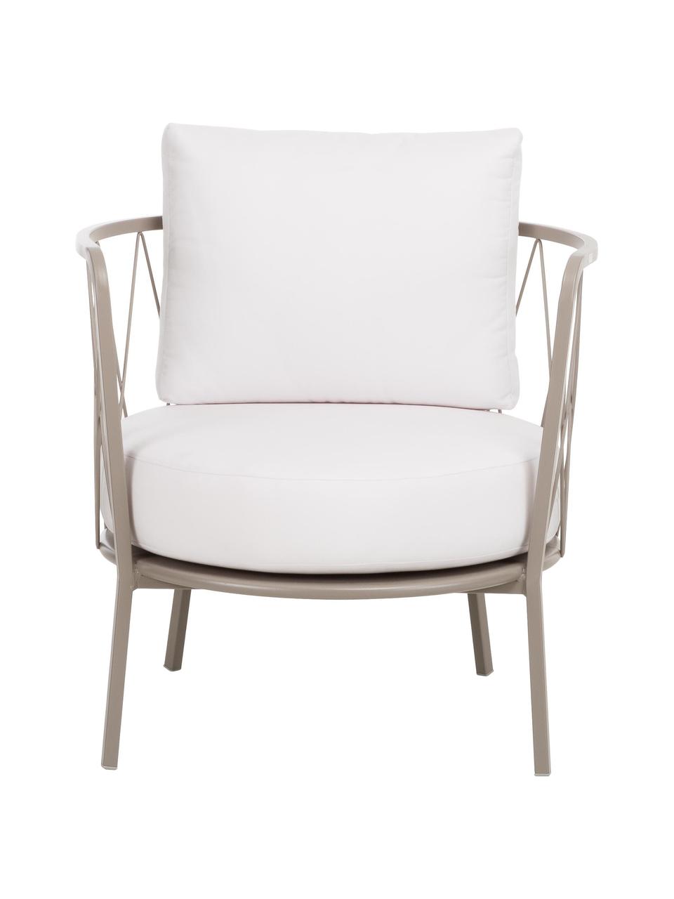 Outdoor loungefauteuil  Sunderland met zitkussen, Frame: verzinkt staal, gegalvani, Bekleding: polyacryl, Frame: taupe. Zit- en rugkussen: crèmekleurig, B 74 x D 61 cm