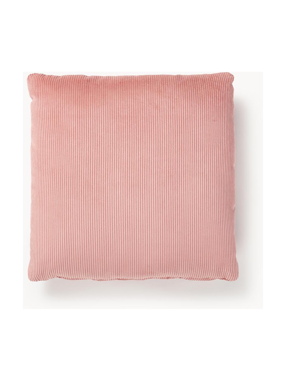 Coussin de canapé en velours côtelé Melva, Velours côtelé rose, larg. 50 x long. 50 cm