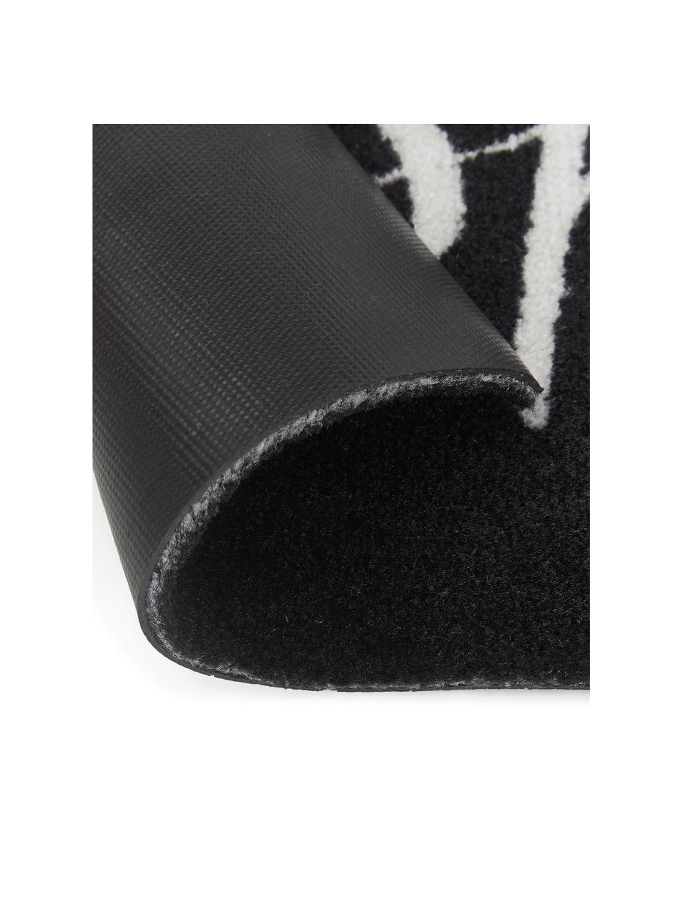 Waschbare Polyamid-Fußmatte Hereinspaziert, Unterseite: Gummi, Schwarz, Weiß, B 45 x L 75 cm
