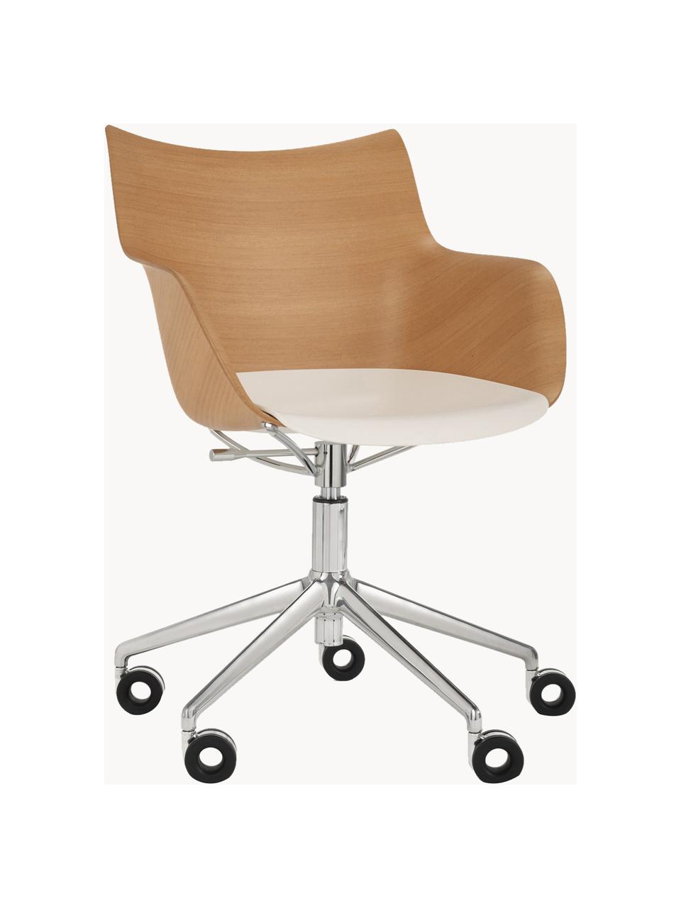 Chaise de bureau avec accoudoirs réglable en hauteur Q/Wood, Bois, blanc, larg. 62 x prof. 60 cm