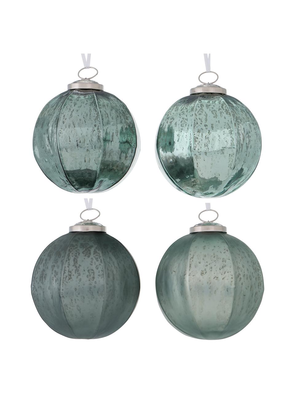 Set 4 palline di Natale Fosalari, Tonalità verde, Ø 10 x Alt. 10 cm