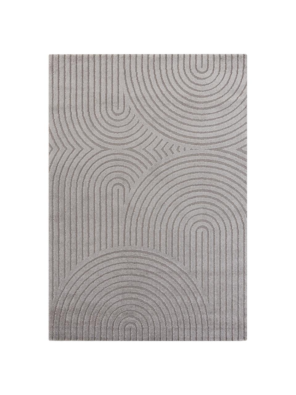 Tapis gris clair/gris rectangulaire à poils ras Pangalo, 40 % polyester, 60 % polypropylène, Gris clair, gris, larg. 120 x long. 170 cm (taille S)