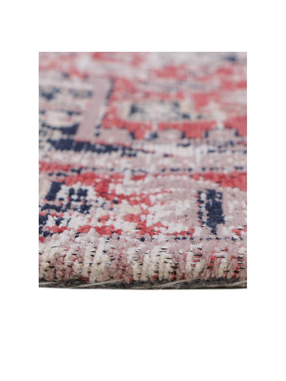 Žinylkový koberec ve vintage stylu Toulouse, Odstíny červené a modré, Š 80 cm, D 150 cm (velikost XS)