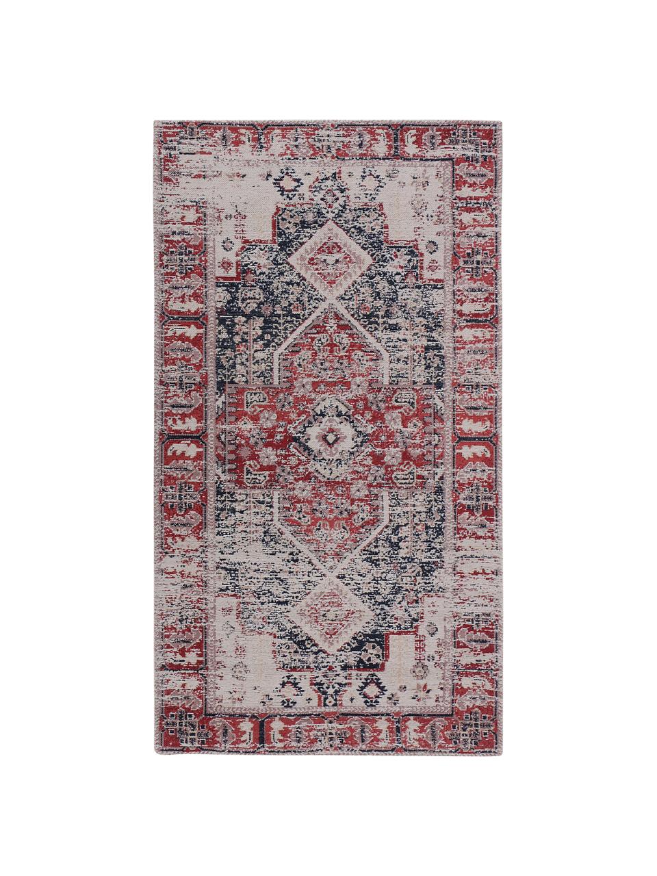 Ženilkový koberec vo vintage štýle Toulouse, Červená, modrá, Š 80 x D 150 cm (veľkosť XS)