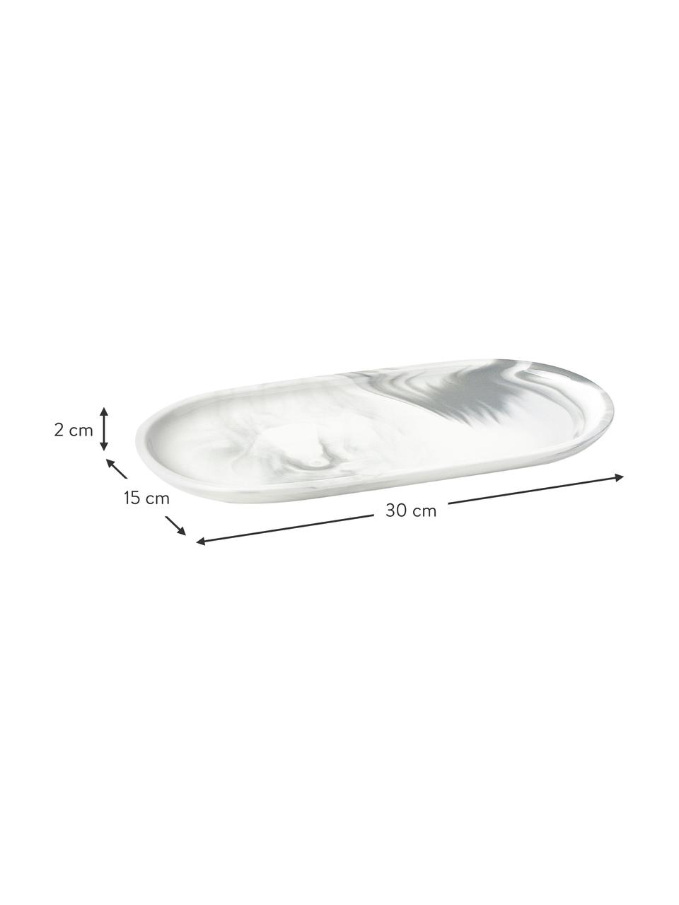 Bandeja decorativa look mármol Livana, Porcelana, Gris, An 30 x Al 2 cm