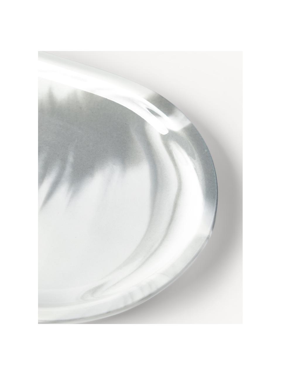 Deko-Tablett Livana in Marmoroptik, Porzellan, Weiß, Grau, marmoriert, B 30 x T 15 cm