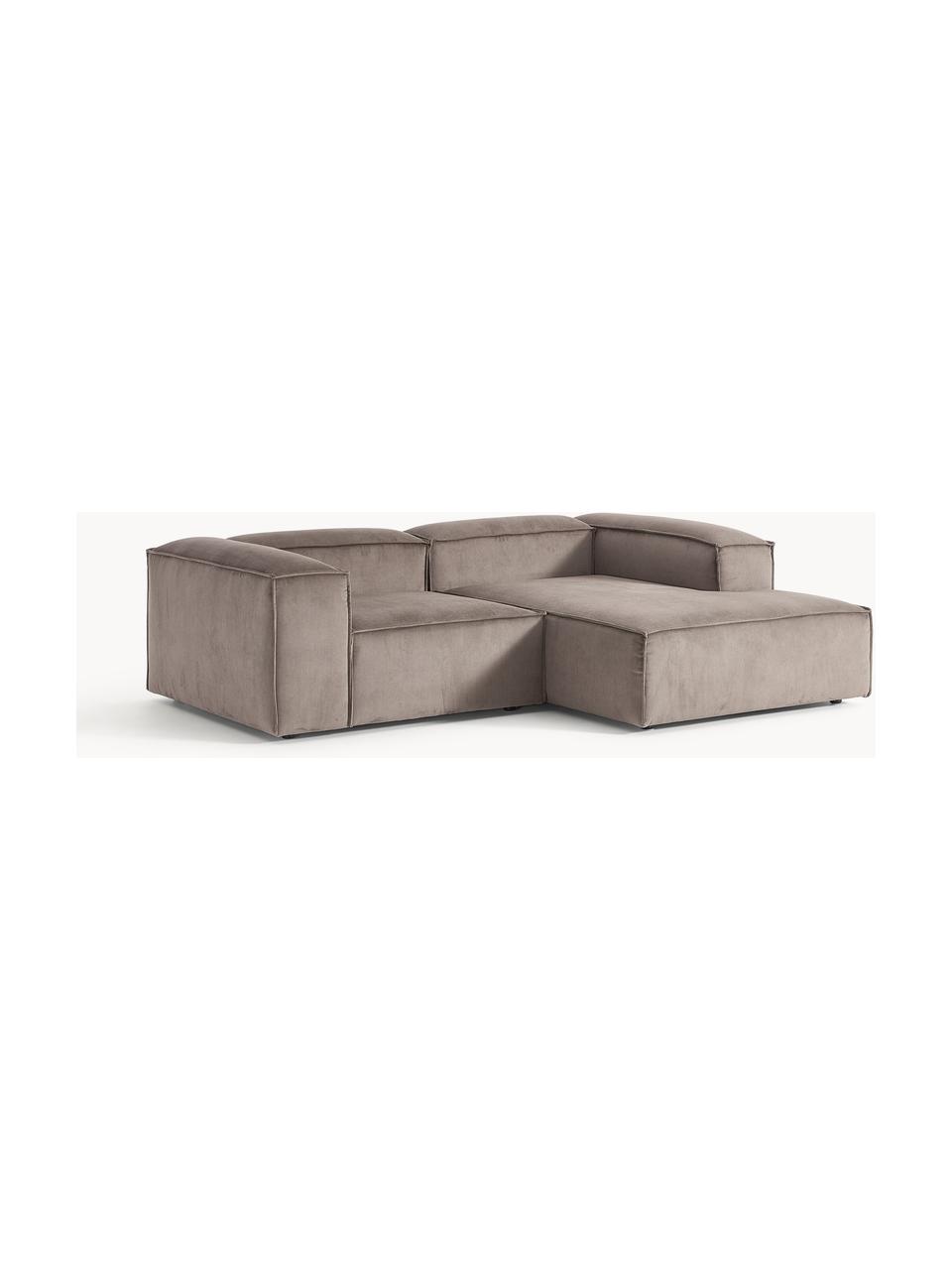 Sofá rinconera modular de pana Lennon, Tapizado: pana (92% poliéster, 8% p, Estructura: madera de pino maciza, ma, Patas: plástico Este producto es, Pana gris pardo, An 238 x F 180 cm, chaise longue derecha