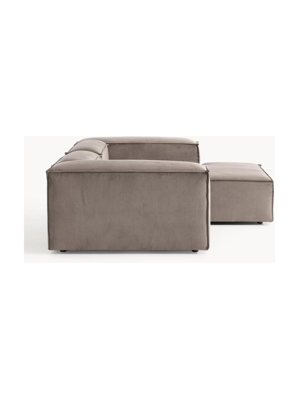 Modulaire hoekbank Lennon van corduroy, Bekleding: corduroy (92% polyester, , Frame: massief grenenhout, multi, Poten: kunststof Dit product is , Corduroy taupe, B 238 x D 180 cm, hoekdeel rechts