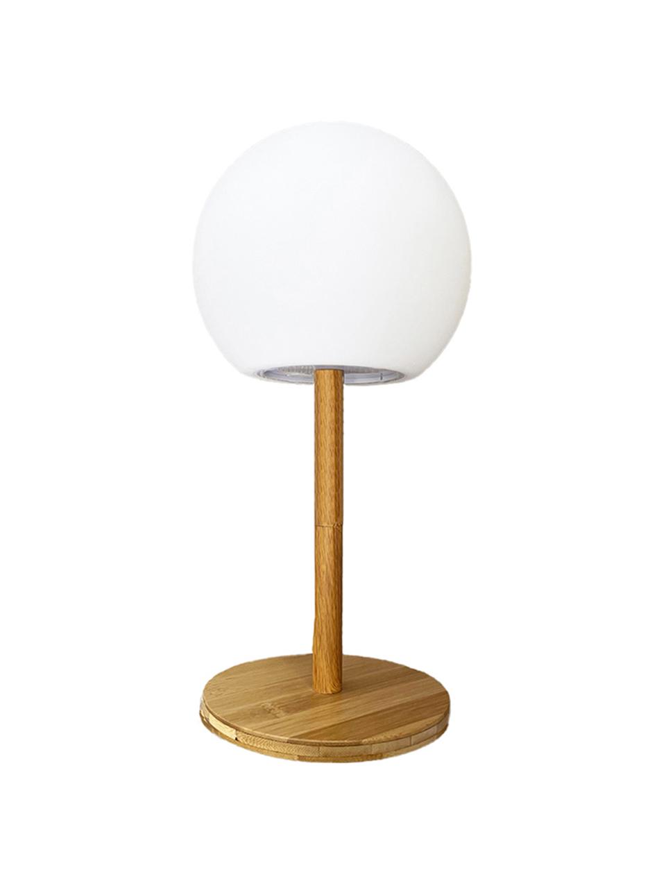 Lampe d'extérieur LED mobile à intensité variable Luny, Blanc, brun clair, Ø 13 x haut. 28 cm